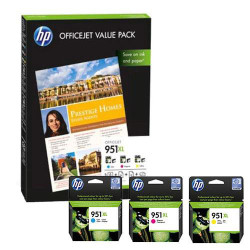 HP Officejet Value Pack 951 XL C/M/Y + Papier