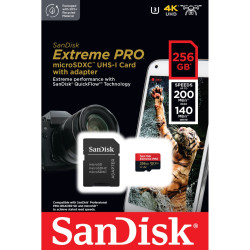 Sandisk Micro SD Extreme Pro 256 GB + adaptateur